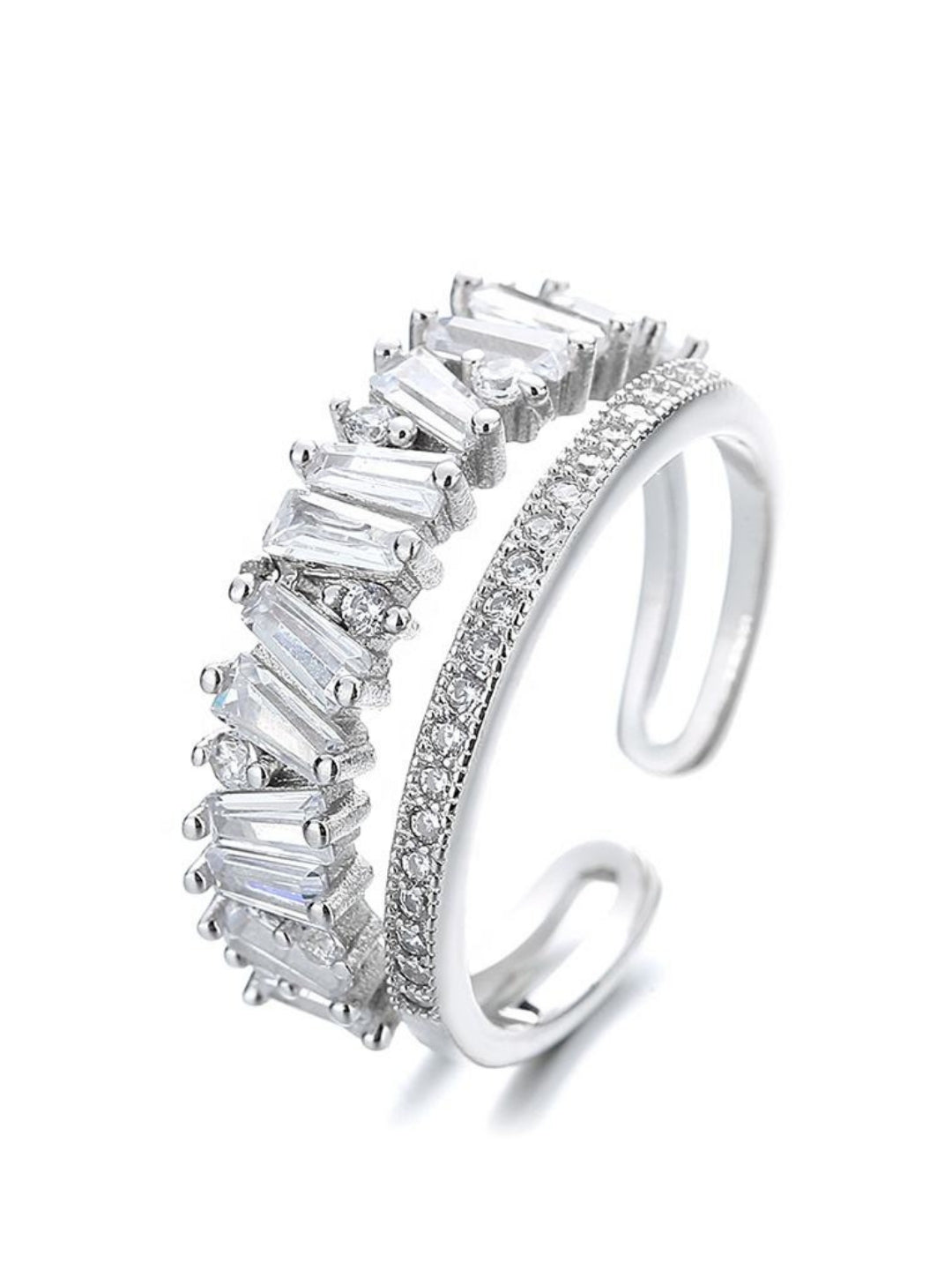 Salve ‘Delicate’ Stainless Steel Silver Baguette Ring