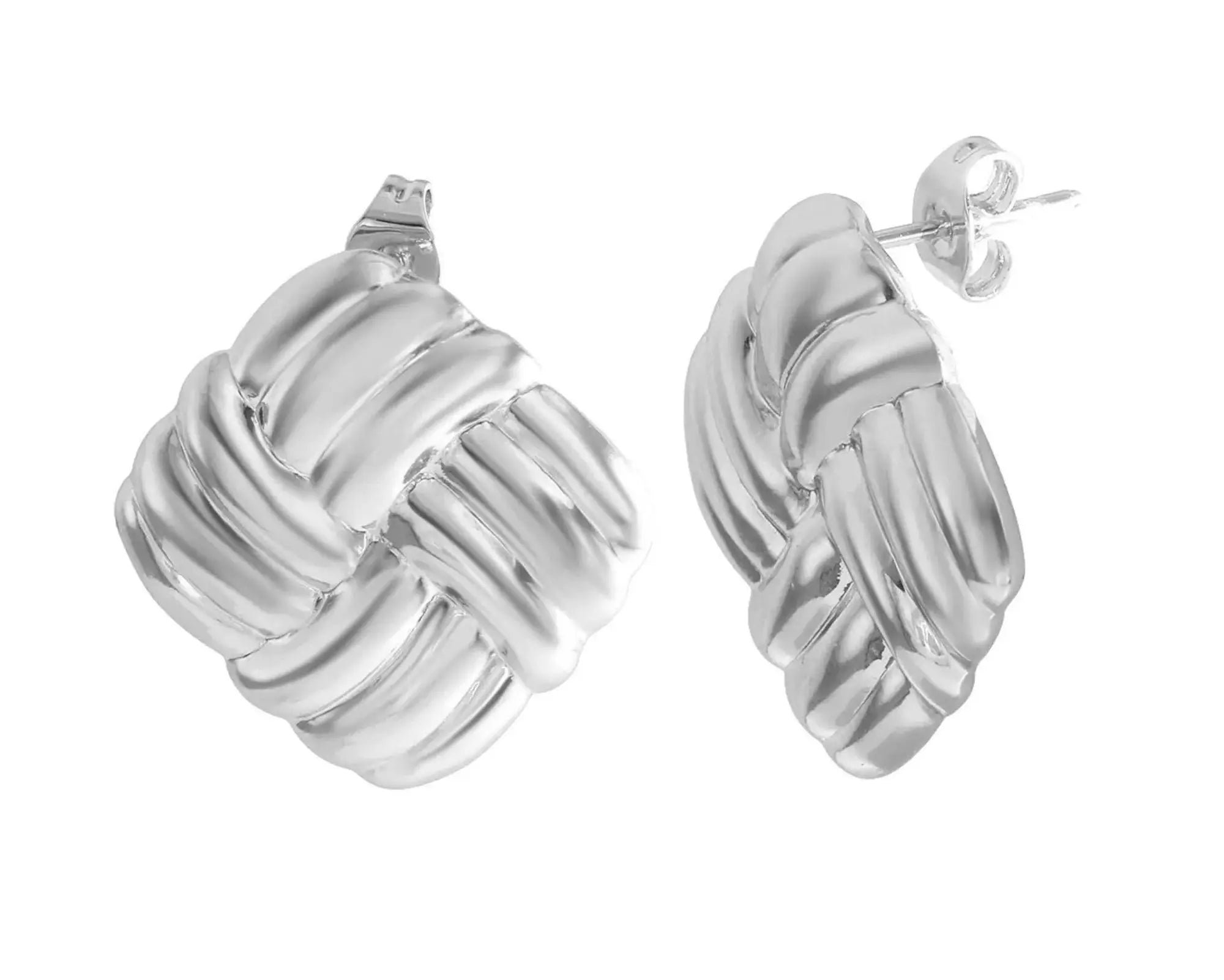 Salve Square Statement Silver-Toned Earrings - Salve