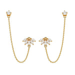 SALVE chic marquise flower ear chain earrings featuring delicate marquise-shaped floral design and gold-tone finish.