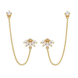 SALVE chic marquise flower ear chain earrings featuring delicate marquise-shaped floral design and gold-tone finish.
