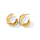 Salve C-Shape Gold Hoop Earrings for Women