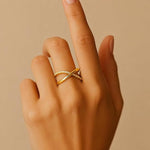 Silver SALVE CZ studded cross ring with detailed design, featuring small sparkling cubic zirconia stones on a sleek band.