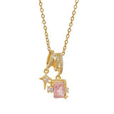Salve Pink Crystal Star Charm Pendant for Women