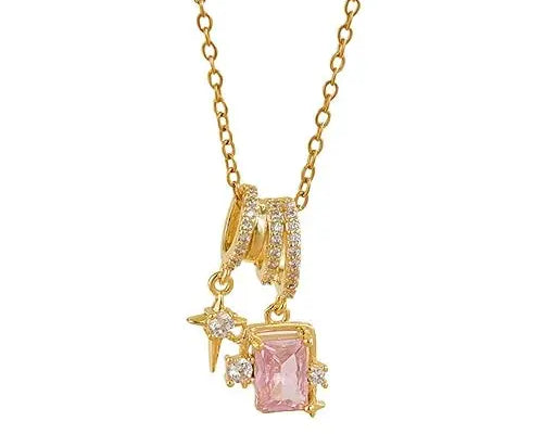 Salve Pink Crystal Star Charm Pendant for Women - Salve