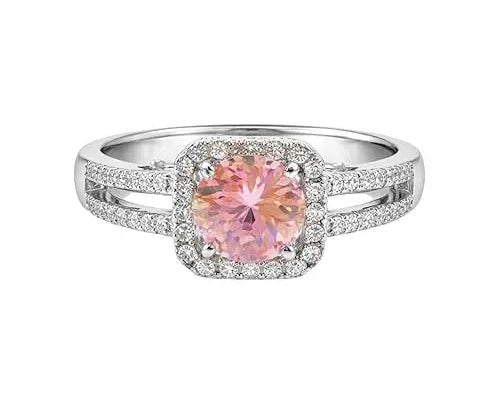 Salve Pink Solitaire Halo Ring for Women - Salve