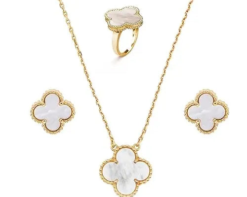 Salve White Clover Necklace Set for Women - Salve