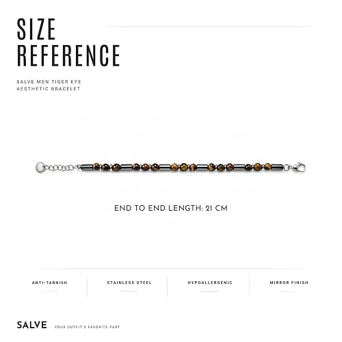 Salve Tiger Eye bead bracelet for men featuring polished round tiger eye stones on an elastic band.
