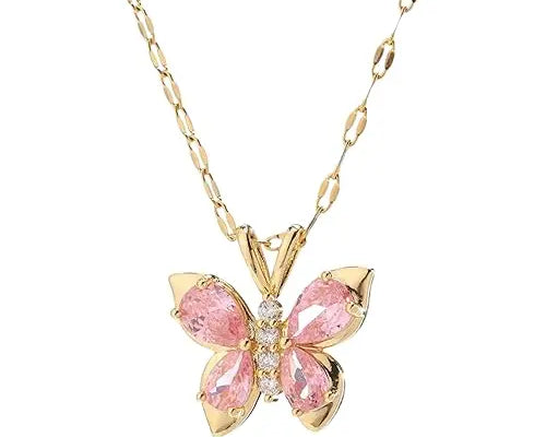 Salve Pink Butterfly Pendant for Women - Salve