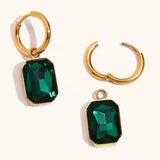 Salve Emerald Green Stone Drop Earrings for Women