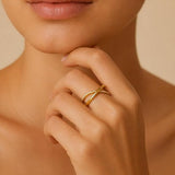 Salve CZ studded cross ring with silver finish, featuring detailed metallic cross and sparkling CZ stones on a sleek band.