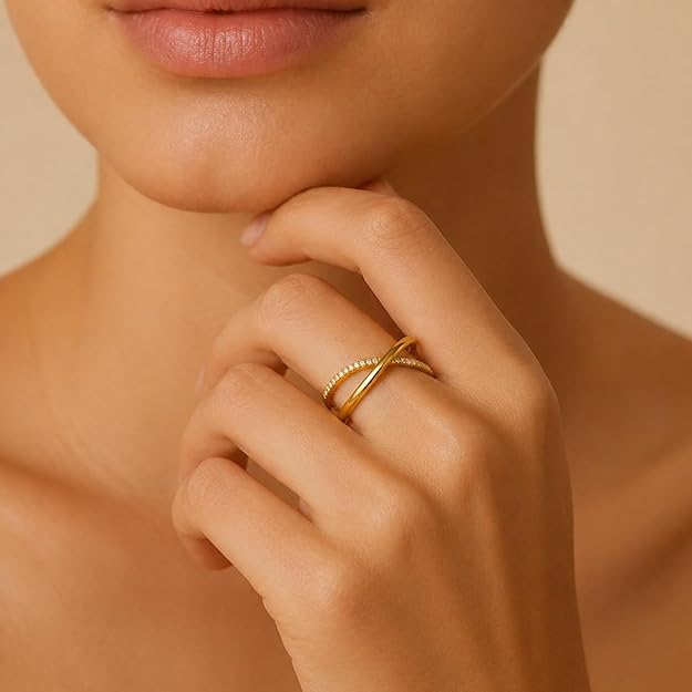 Salve CZ studded cross ring with silver finish, featuring detailed metallic cross and sparkling CZ stones on a sleek band.