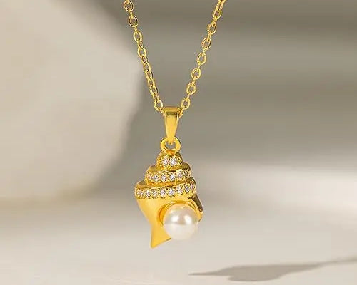 Salve Conch Shell Faux Pearl Pendant for Women - Salve