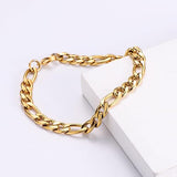 Salve Men Gold Figaro Chain Bracelet for Men