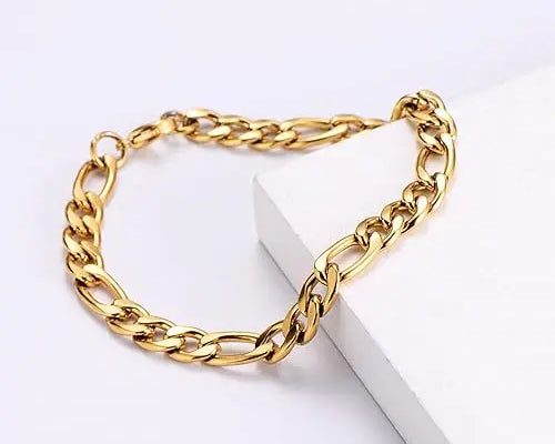 Salve Men Gold Figaro Chain Bracelet for Men - Salve