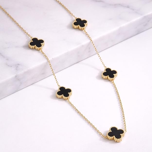 Salve Black Clover gold chain necklace with thick links, showcasing a stylish and bold jewelry piece on a white background.