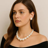 Salve Faux Pearl Studs & Necklace Set