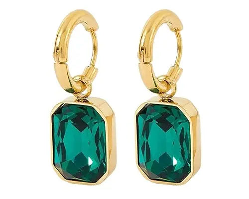 Salve Emerald Green Stone Drop Earrings for Women - Salve