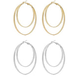 Salve Double Hoop Silver & Gold Earrings Set for Women