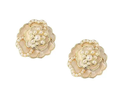 Salve White Rose Earrings for Women - Salve