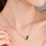 Emerald Green Rectangular Stone Pendant SALVE