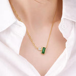 Emerald Green Rectangular Stone Pendant SALVE