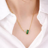 Emerald Green Rectangular Stone Pendant SALVE