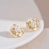 Salve White Rose Stud Earrings for Women Stylish