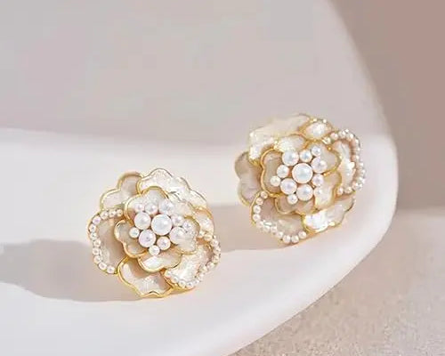 Salve White Rose Earrings for Women - Salve