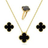 Salve Black Clover Necklace Set for Women