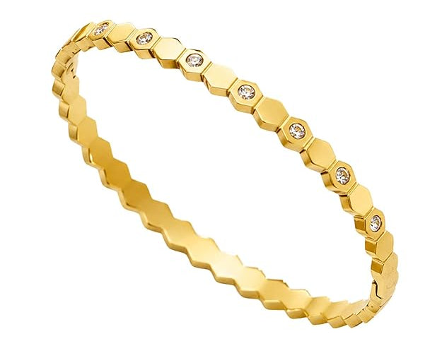 SALVE CZ honeycomb hexagonal openable bracelet featuring a stylish geometric design and adjustable clasp.