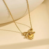 Salve Bow Heart Drop Earrings & Pendant Set for Women