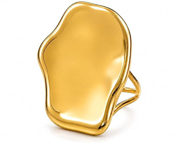 Salve adjustable sculpted statement finger ring with bold, artistic design on a person's finger.