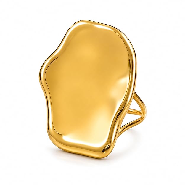 Salve adjustable sculpted statement finger ring with bold, artistic design on a person's finger.