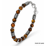 Salve Tiger Eye bead bracelet for men featuring polished round stones on an elastic band, stylish and durable accessory for men.