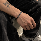 Wheat Chain Black & Silver Bracelet for Men