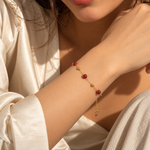 Salve red crystal anti-tarnish bracelet with sparkling red crystals and adjustable silver-tone chain, stylish jewelry accessory.
