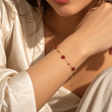Salve red crystal anti-tarnish bracelet with sparkling red crystals and adjustable silver-tone chain, stylish jewelry accessory.