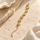 Coquette 7 Hearts Gold Bracelet