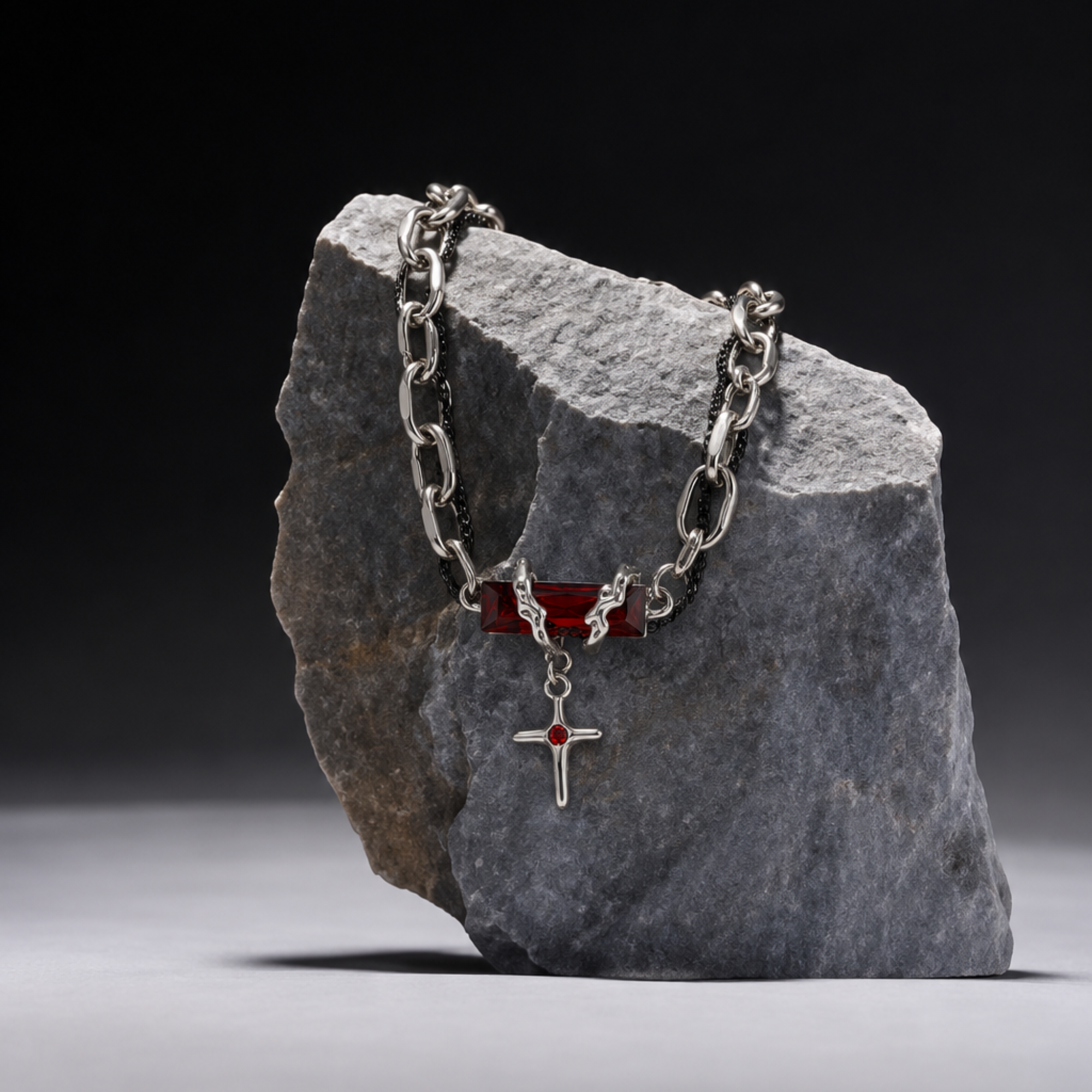 Crimson Cross Bracelet for Men