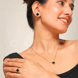 Salve Black Clover Necklace Set for Women