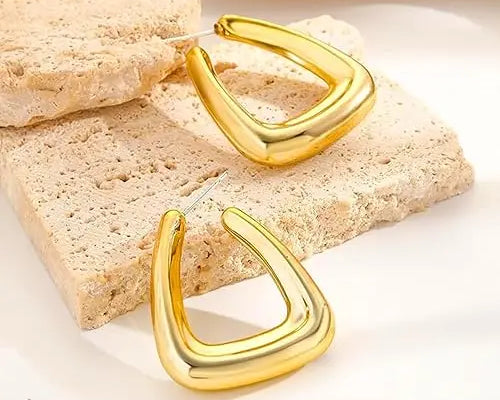 Salve Triangular Gold Hoop Earrings - Salve