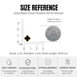 Salve Black Clover Pendant Earrings Set