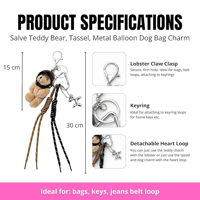 Salve Teddy Bear Keychain for Women - Salve