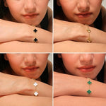 SALVE Anti Tarnish Clover Bracelet Set featuring multiple silver-tone bracelets with delicate clover charms.