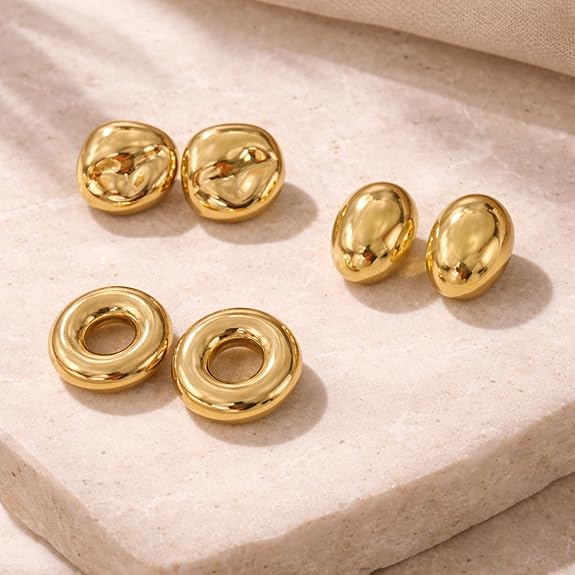 Salve Gold Chunky Earrings Set for Women - Salve