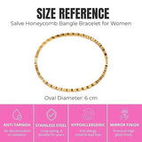 Salve CZ Honeycomb Hexagonal Openable Bracelet featuring gold-tone open hexagon design and adjustable clasp.