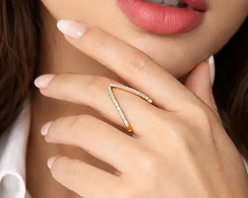 Salve CZ V-Shaped Finger Ring for Women - Salve