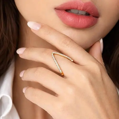 Salve CZ V-Shaped Finger Ring for Women - Salve