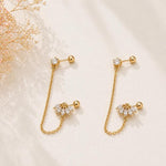 Salve Chic Marquise Flower Ear Chain Earrings featuring delicate floral design and elegant gold-tone metal for women