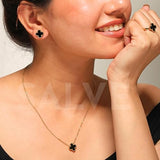 Salve Black Clover Necklace Set for Women